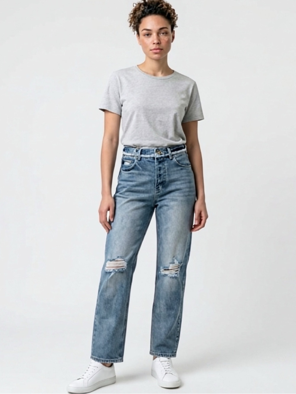 KanCan Like New High Waisted Relaxed Fit Jeans with Released Hem Waist 27